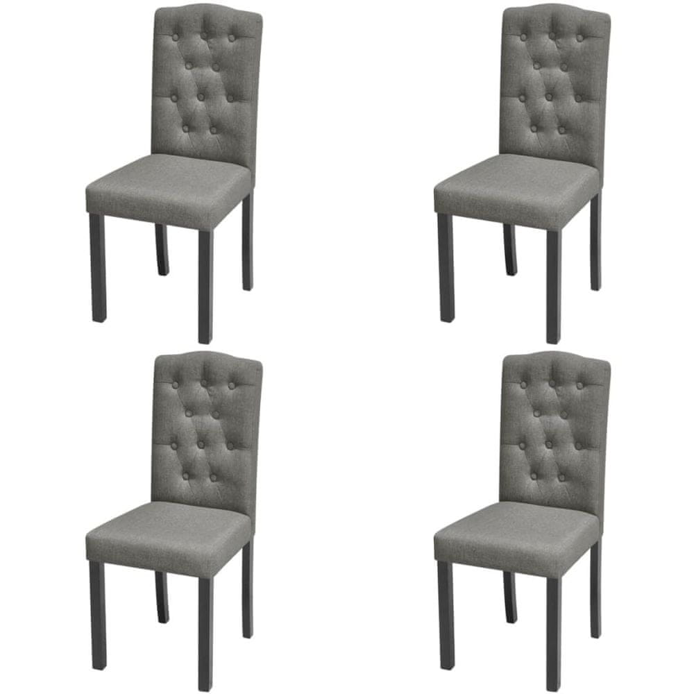 Vidaxl Jedálenské stoličky 4 ks, sivé, látka
